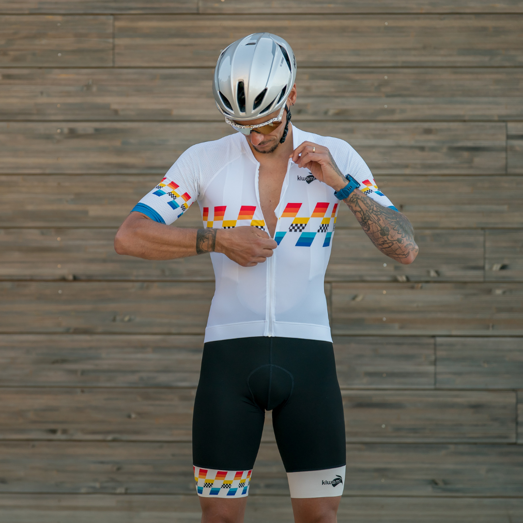 Maillot vélo homme manches courtes Kiwami Sports – modèle printemps/été en tissu respirant, coupe ajustée, maintien au sec, fabrication française