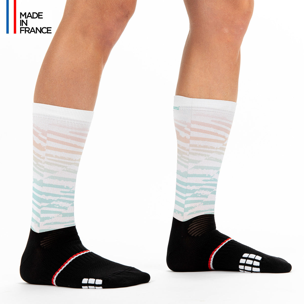Chaussettes vélo colorées originales running course à pied. Kiwami sports