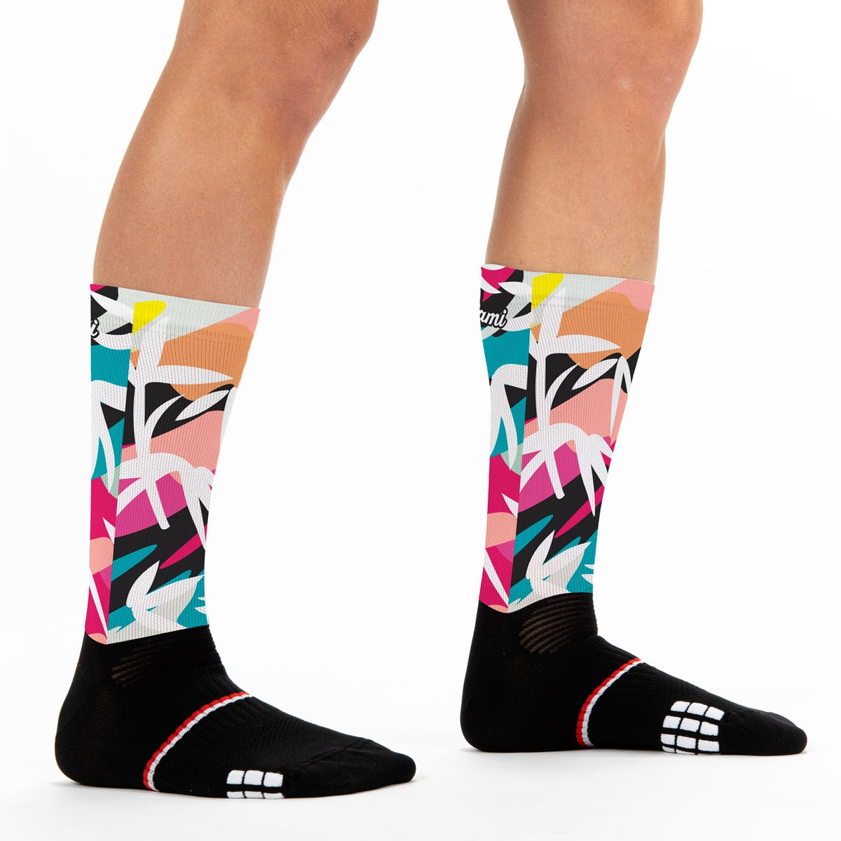 socks_sports_running_cycling_original_colorful_palms_made_in_france_kiwami_sports