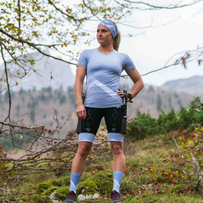 women trail running short -carrying pole system- innovation-performance-compression-made in france