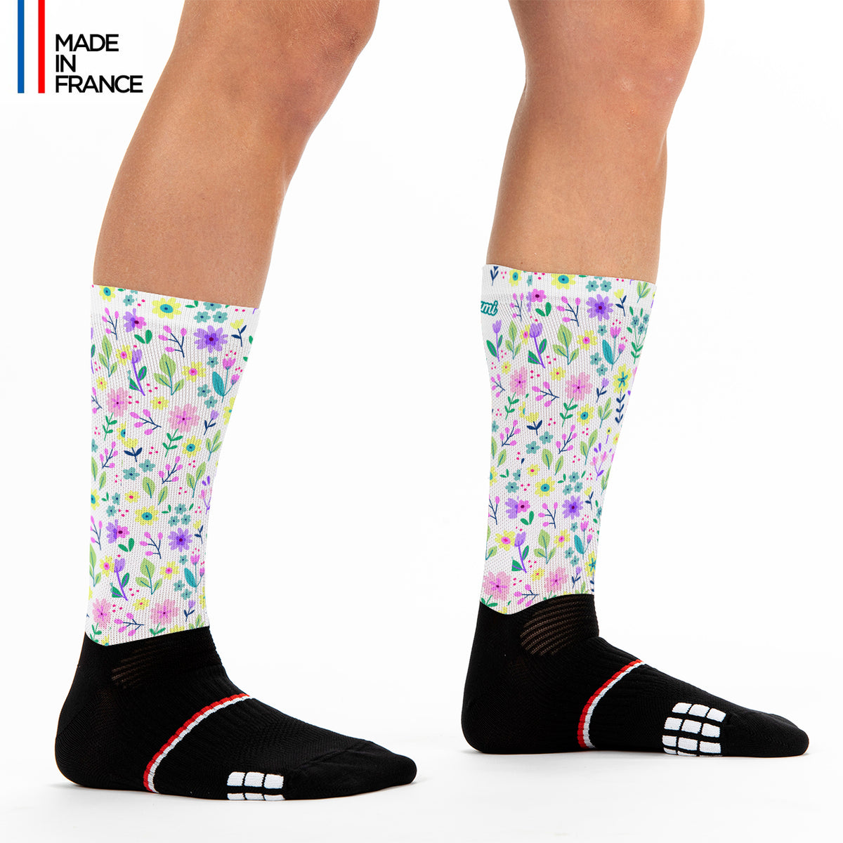 chaussettes_sports_running_cycling_fleurs_fabriqué_en_france_kiwami_sports
