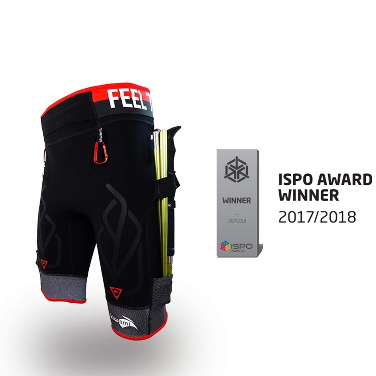 short de trail equilibrium Kiwami avec systeme de portage de bâtons