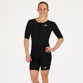 women triathlon suit full black - long distance ironman kiwami sports made in france