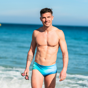 Maillot de natation homme KAHA Boreal, original, bleu vert, entraînement natation et triathlon, Kiwami, fabrication française