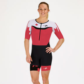 Kiwami sports - Tenues Triathlon Femme · Trifonction longue distance aux couleurs du Canada- fabrication français