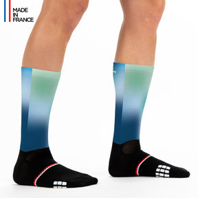 chaussettes running cyclisme triathlon boreal bleu vert dégradé kiwami sports 