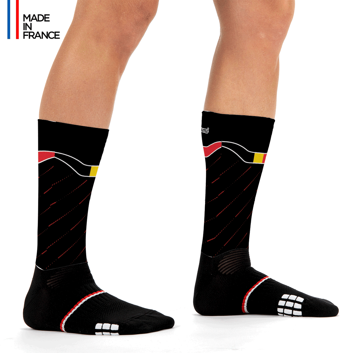 Belgium running cycling socks- chaussettes vélo course à pied Belgique Kiwami Sports made in france