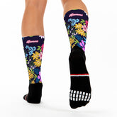 chaussettes_sports_running_cycling_black_flowers_fabriqué_en_france_kiwami_sports