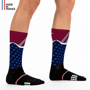 Triathlon sport socks. color flag USA