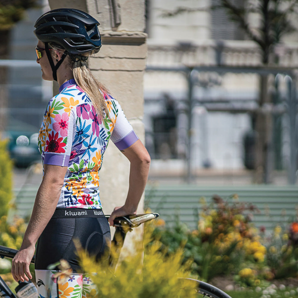 Women's cycling jersey : White flower
